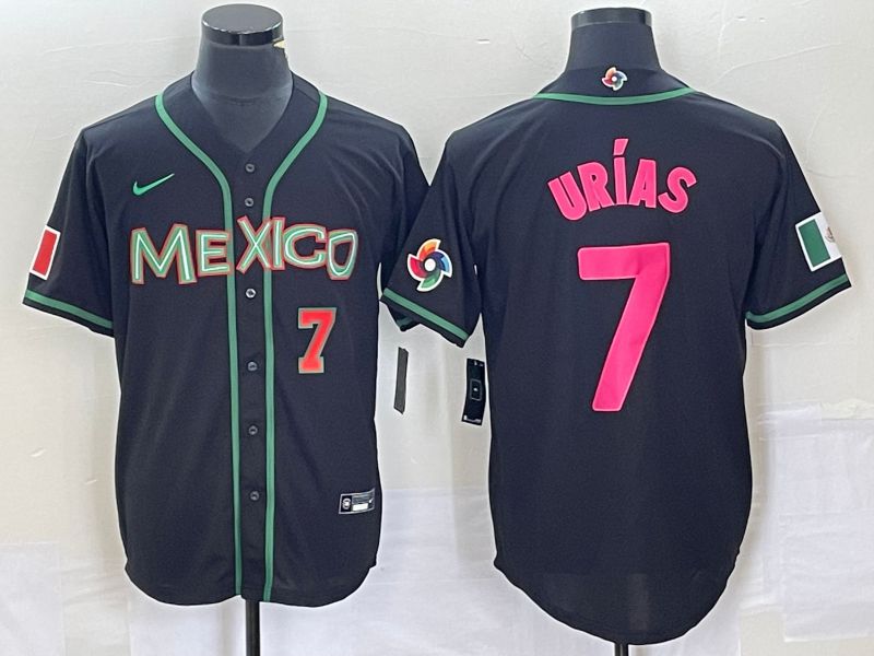 Men 2023 World Cub Mexico #7 Urias Black pink Nike MLB Jersey35